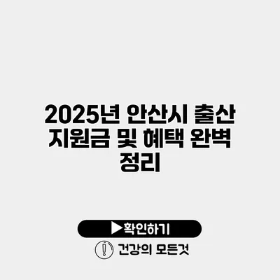 2025년 안산시 출산 지원금 및 혜택 완벽 정리