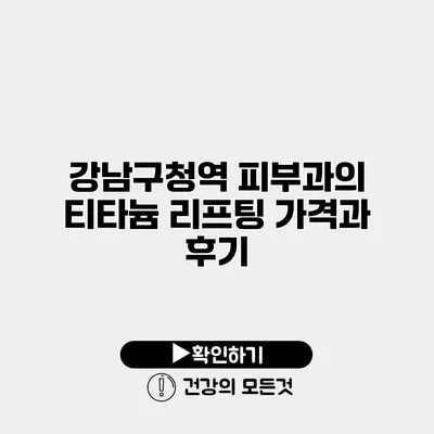 강남구청역 피부과의 티타늄 리프팅 가격과 후기