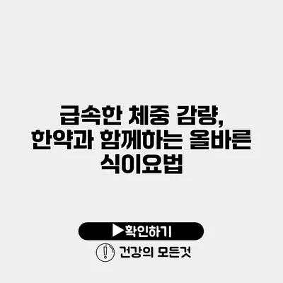 급속한 체중 감량, 한약과 함께하는 올바른 식이요법