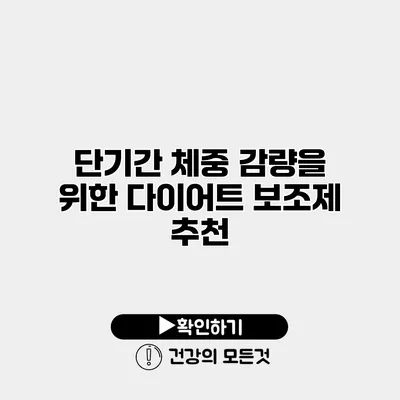 단기간 체중 감량을 위한 다이어트 보조제 추천