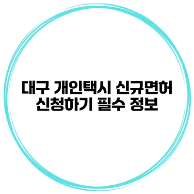 대구 개인택시 신규면허 신청하기 필수 정보