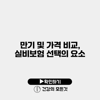 만기 및 가격 비교, 실비보험 선택의 요소