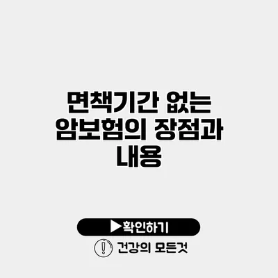 면책기간 없는 암보험의 장점과 내용