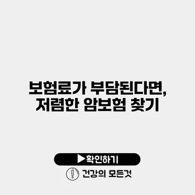 보험료가 부담된다면, 저렴한 암보험 찾기