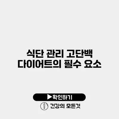 식단 관리 고단백 다이어트의 필수 요소