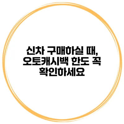 신차 구매하실 때, 오토캐시백 한도 꼭 확인하세요