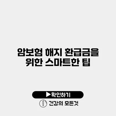 암보험 해지 환급금을 위한 스마트한 팁