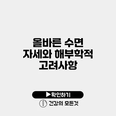 올바른 수면 자세와 해부학적 고려사항