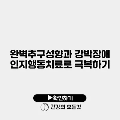 완벽추구성향과 강박장애 인지행동치료로 극복하기