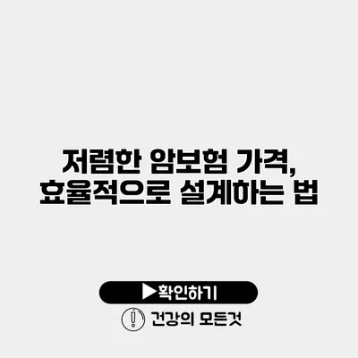 저렴한 암보험 가격, 효율적으로 설계하는 법