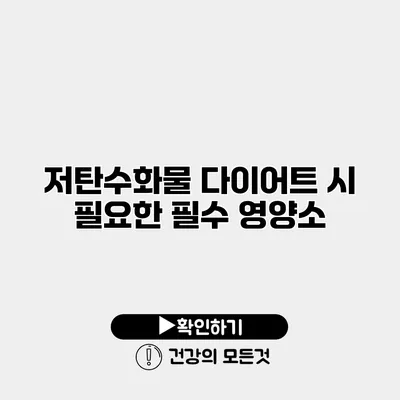 저탄수화물 다이어트 시 필요한 필수 영양소