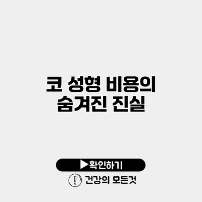 코 성형 비용의 숨겨진 진실