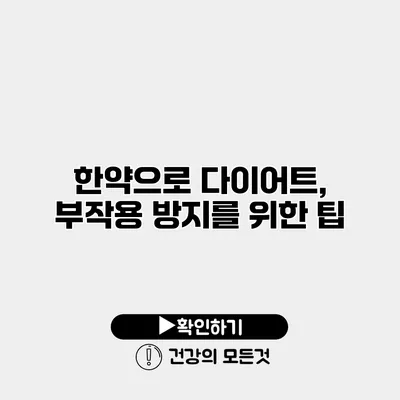 한약으로 다이어트, 부작용 방지를 위한 팁