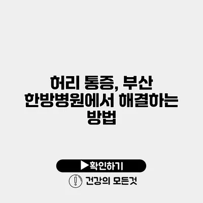 허리 통증, 부산 한방병원에서 해결하는 방법