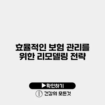 효율적인 보험 관리를 위한 리모델링 전략