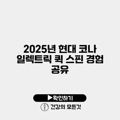 2025년 현대 코나 일렉트릭 퀵 스핀 경험 공유