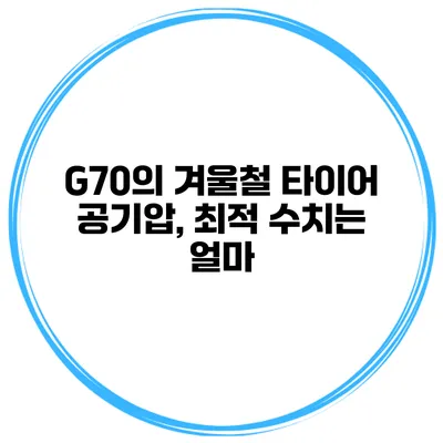 G70의 겨울철 타이어 공기압, 최적 수치는 얼마?