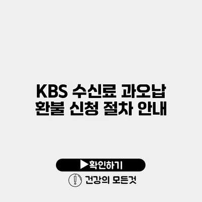 KBS 수신료 과오납 환불 신청 절차 안내
