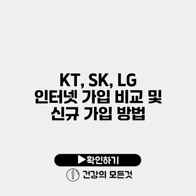 KT, SK, LG 인터넷 가입 비교 및 신규 가입 방법