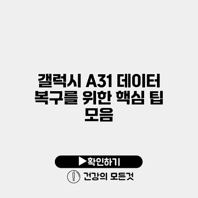 갤럭시 A31 데이터 복구를 위한 핵심 팁 모음