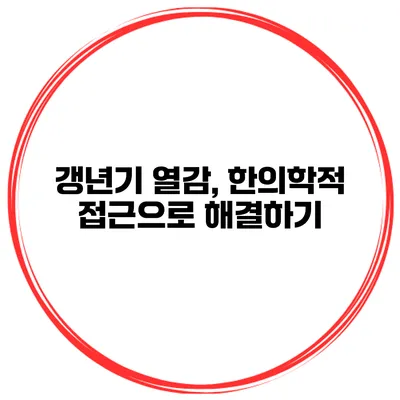 갱년기 열감, 한의학적 접근으로 해결하기