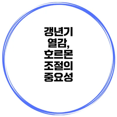 갱년기 열감, 호르몬 조절의 중요성