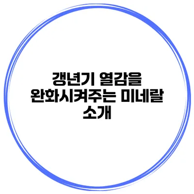 갱년기 열감을 완화시켜주는 미네랄 소개