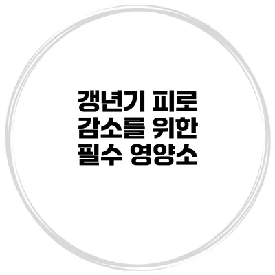 갱년기 피로 감소를 위한 필수 영양소