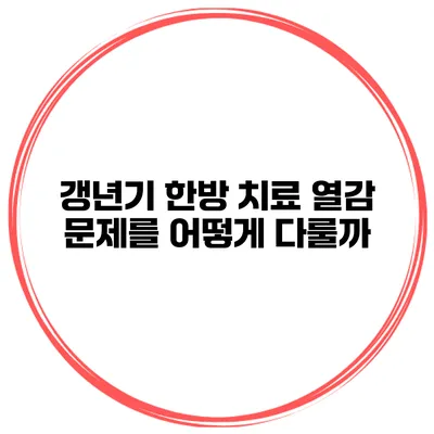 갱년기 한방 치료: 열감 문제를 어떻게 다룰까?