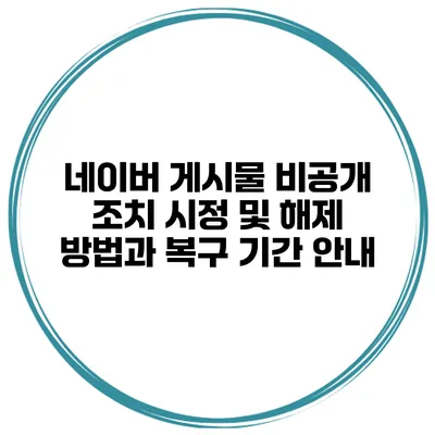 네이버 게시물 비공개 조치 시정 및 해제 방법과 복구 기간 안내