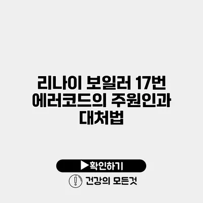 리나이 보일러 17번 에러코드의 주원인과 대처법