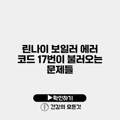 린나이 보일러 에러 코드 17번이 불러오는 문제들