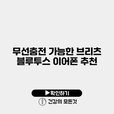 무선충전 가능한 브리츠 블루투스 이어폰 추천