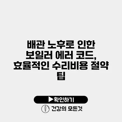 배관 노후로 인한 보일러 에러 코드, 효율적인 수리비용 절약 팁