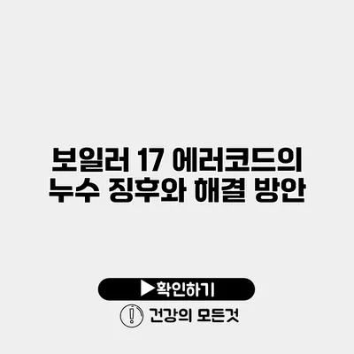 보일러 17 에러코드의 누수 징후와 해결 방안