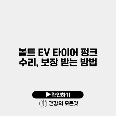 볼트 EV 타이어 펑크 수리, 보장 받는 방법