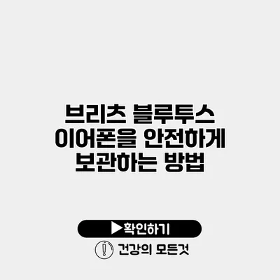 브리츠 블루투스 이어폰을 안전하게 보관하는 방법