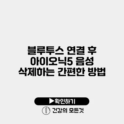 블루투스 연결 후 아이오닉5 음성 삭제하는 간편한 방법