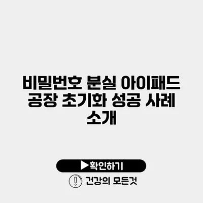 비밀번호 분실 아이패드 공장 초기화 성공 사례 소개