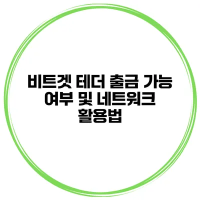 비트겟 테더 출금 가능 여부 및 네트워크 활용법