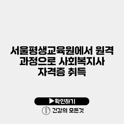 서울평생교육원에서 원격 과정으로 사회복지사 자격증 취득