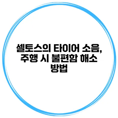 셀토스의 타이어 소음, 주행 시 불편함 해소 방법