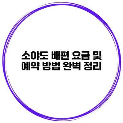 소야도 배편 요금 및 예약 방법 완벽 정리