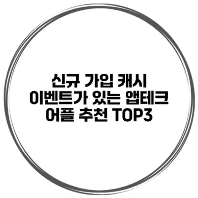 신규 가입 캐시 이벤트가 있는 앱테크 어플 추천 TOP3
