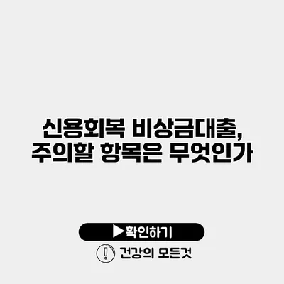 신용회복 비상금대출, 주의할 항목은 무엇인가?