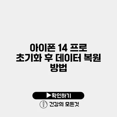 아이폰 14 프로 초기화 후 데이터 복원 방법