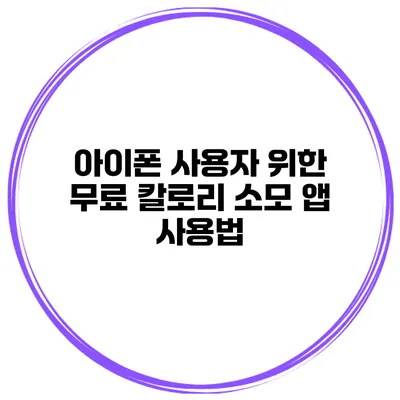 아이폰 사용자 위한 무료 칼로리 소모 앱 사용법