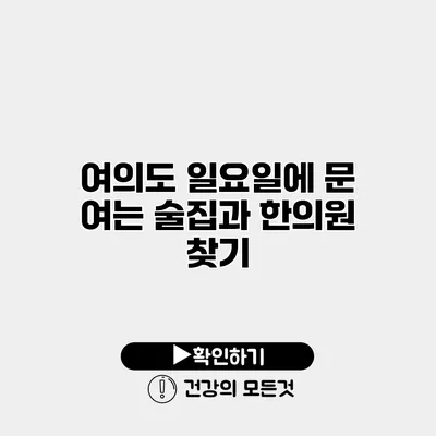 여의도 일요일에 문 여는 술집과 한의원 찾기
