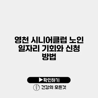 영천 시니어클럽 노인 일자리 기회와 신청 방법