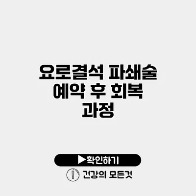 요로결석 파쇄술 예약 후 회복 과정